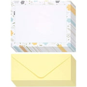 Stationery Paper - 48 Pack Floral Themed Printed Paper with Envelopes printer and Handwriting - Letterhead - 8.5 x 11