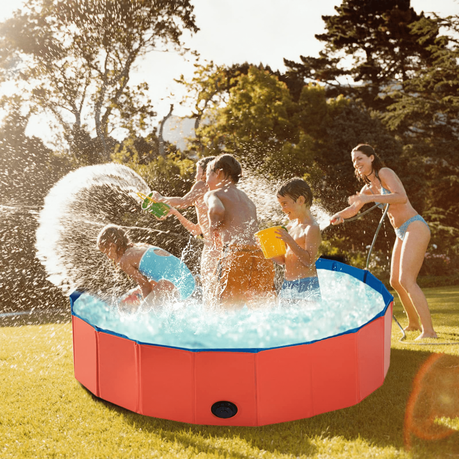 Collapsible Pet Dog Bath Pool, Kiddie Pool Hard Plastic Foldable Bathing Tub PVC Outdoor Pools for Dogs Cat Kid