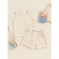 thumbnail image 2 of vera natura Baby Boys Shorts Set, Sleeveless Tank Top with Elastic Waist Shorts Solid Summer Outfit, 2 of 8