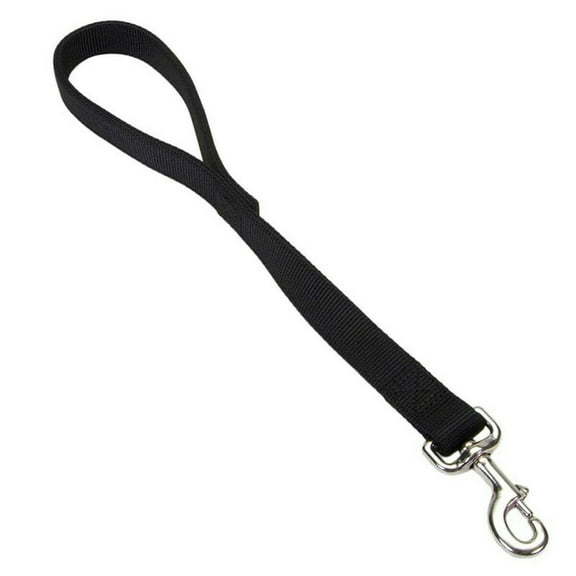 Traffic Lead Extra Strong Short Dog Control Leash Double Nylon Handle 1" x 24" (Black)
