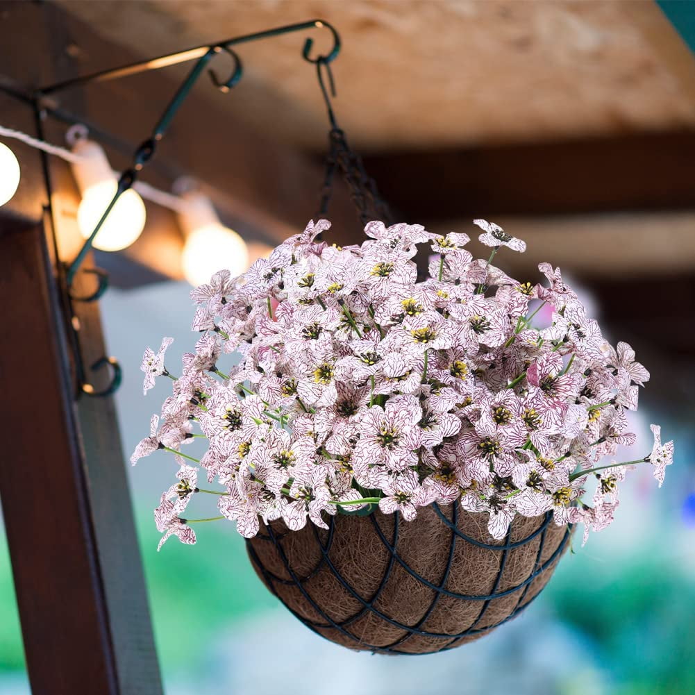 20 Bundles Outdoor Artificial Flowers UV Resistant No Fade Fake Violet Flowers for Indoor Outside Hanging Plants Garden Patio Porch Window Box Home Wedding Farmhouse Decor (Blue)