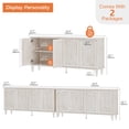 thumbnail image 2 of WAMPAT Modern Farmhouse Media Console for 85-130+ inch TVs,130-inch Large Double Unit TV Stand with Handcrafted Patchwork Doors,Massive Storage with Adjustable Shelves & Cable Management, Pale Oak, 2 of 7