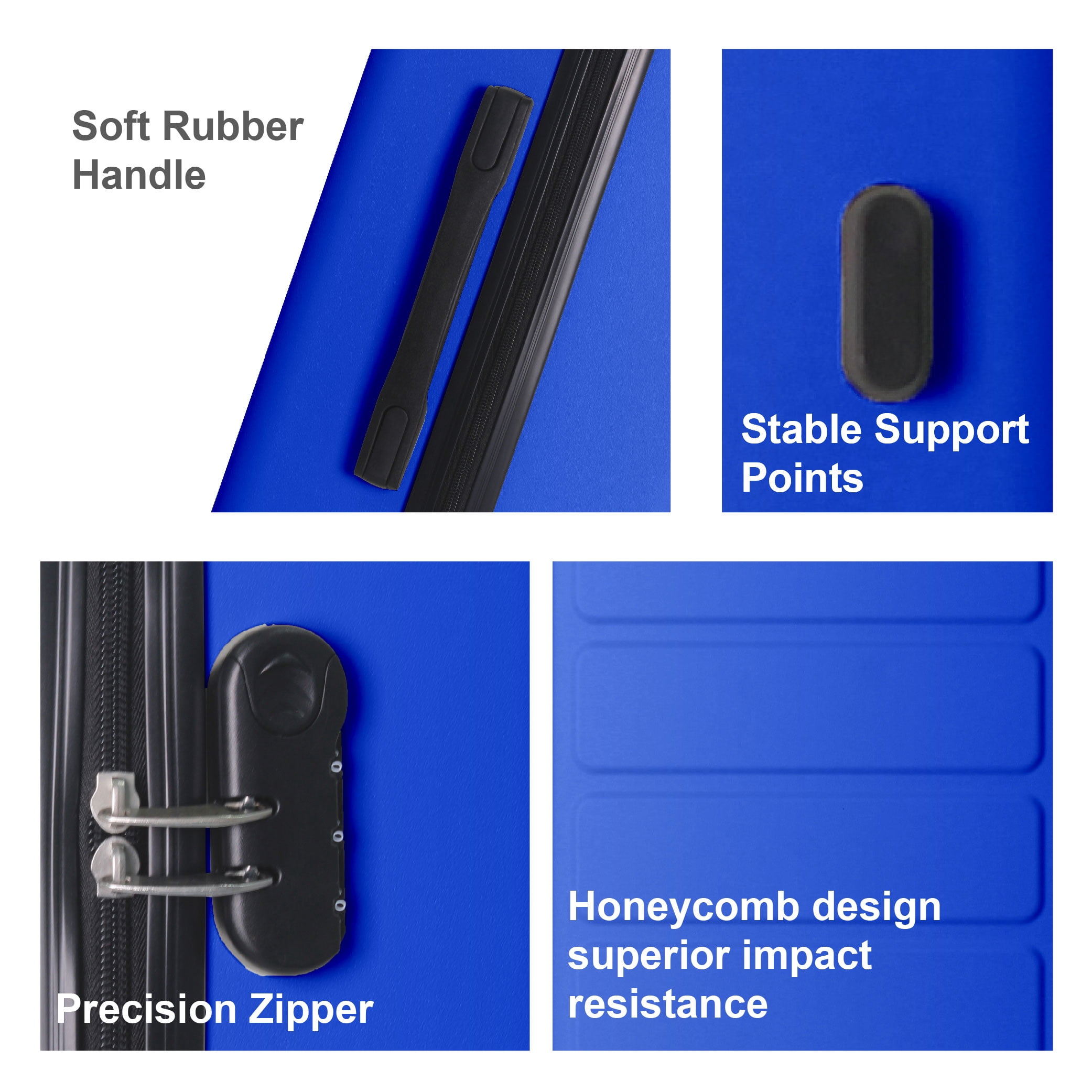 MAYEERTY 3-Piece ABS Luggage Set, Spinner Wheels, TSA Lock, Lightweight Suitcase, Royal Blue