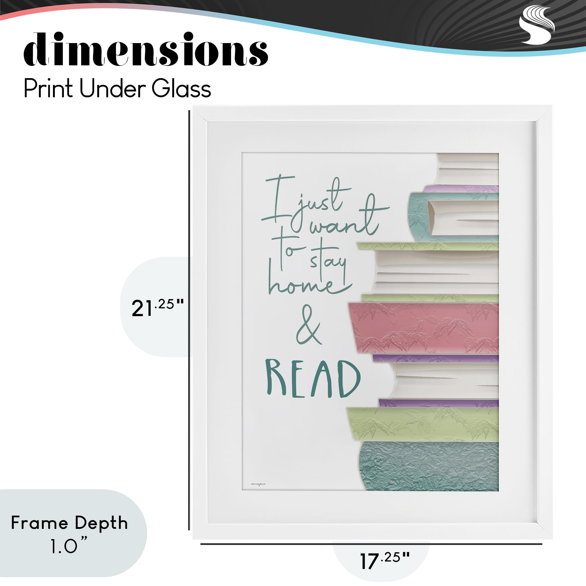Stupell Industries Stay Home & Read White Framed Print Under Glass, design by Seven Trees Design