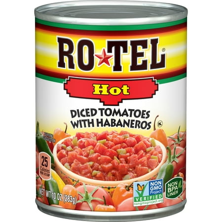 Tomato Jalapeno - RO*TEL Hot Diced Tomatoes with Habaneros, 10 Ounce