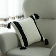 thumbnail image 3 of 16" Handwoven Cotton Throw Pillow Cover with Side Stripes, Black, 3 of 8