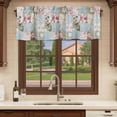 thumbnail image 6 of Green Blue Pink Botanical Curtain Valances for Windows, Kitchen Valance Window Treatments Panel 2 Pack, Spring Floral Vintage Rod Pocket Short Curtains for Bathroom Bedroom 42 x 18 Inch, 6 of 8
