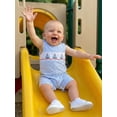 thumbnail image 3 of BemeyourBBs Newborn Baby Boy Summer Clothes Plaid Gingham Jumpsuit Romper Sleeveless Cute Sailboat Embroidery Plaid Print Bodysuit Playsuit Infant Baby Boys Summer Outfit, 3 of 9