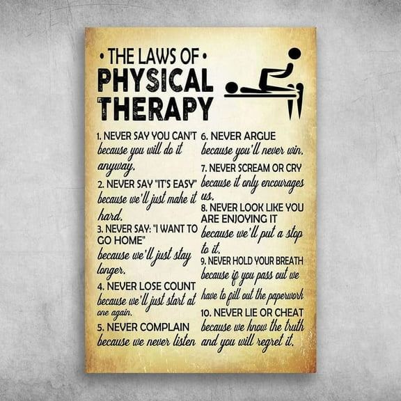 The Laws of Physical Therapy Never Say I Want to Go Home Metal Tin Sign Wall Decor for Garage Man Cave Bar Kitchen 8x12 Inches.