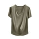 thumbnail image 2 of Blusa de pijama de manga corta para mujer, lisa, informal, a la moda, con cuello regular, de manga corta, pijama para mujer, 2 of 6
