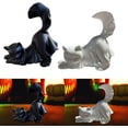 thumbnail image 4 of White Ghostly Kitten Sculpture, Cat Figurine Halloween Decoration, Spooky-Cute Pet Statue for Indoor & Outdoor Home Holiday Display, 4 of 7