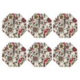 thumbnail image 2 of Bingfone Vintage Dark Enchanted Flowers And Birds Leather Drinks Coasters With Set Of 6,Suitable For Home Kitchen,Coffee Cup Coasters Home Gift, 2 of 9