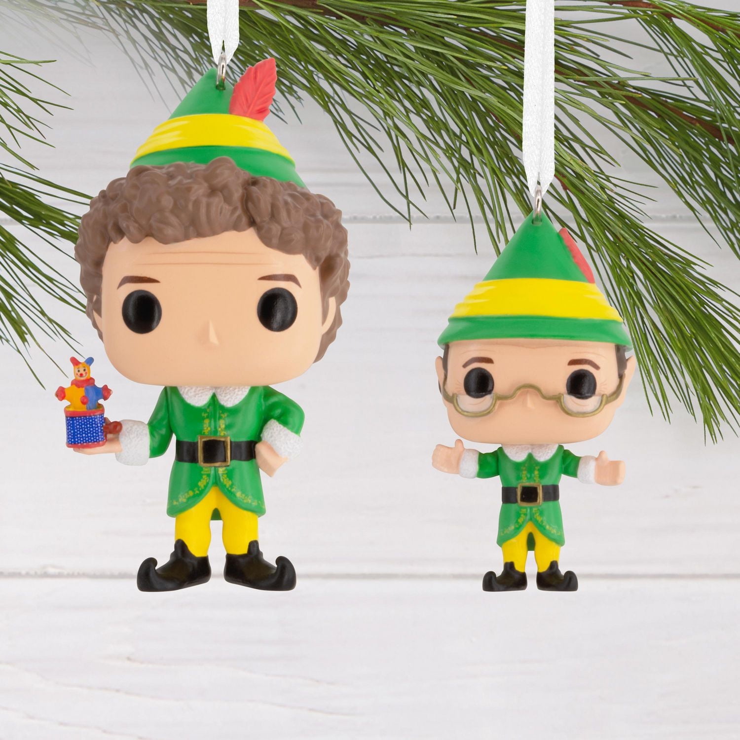Hallmark Christmas Ornaments (Elf Buddy the Elf and Papa Elf Funko POP!), Set of 2