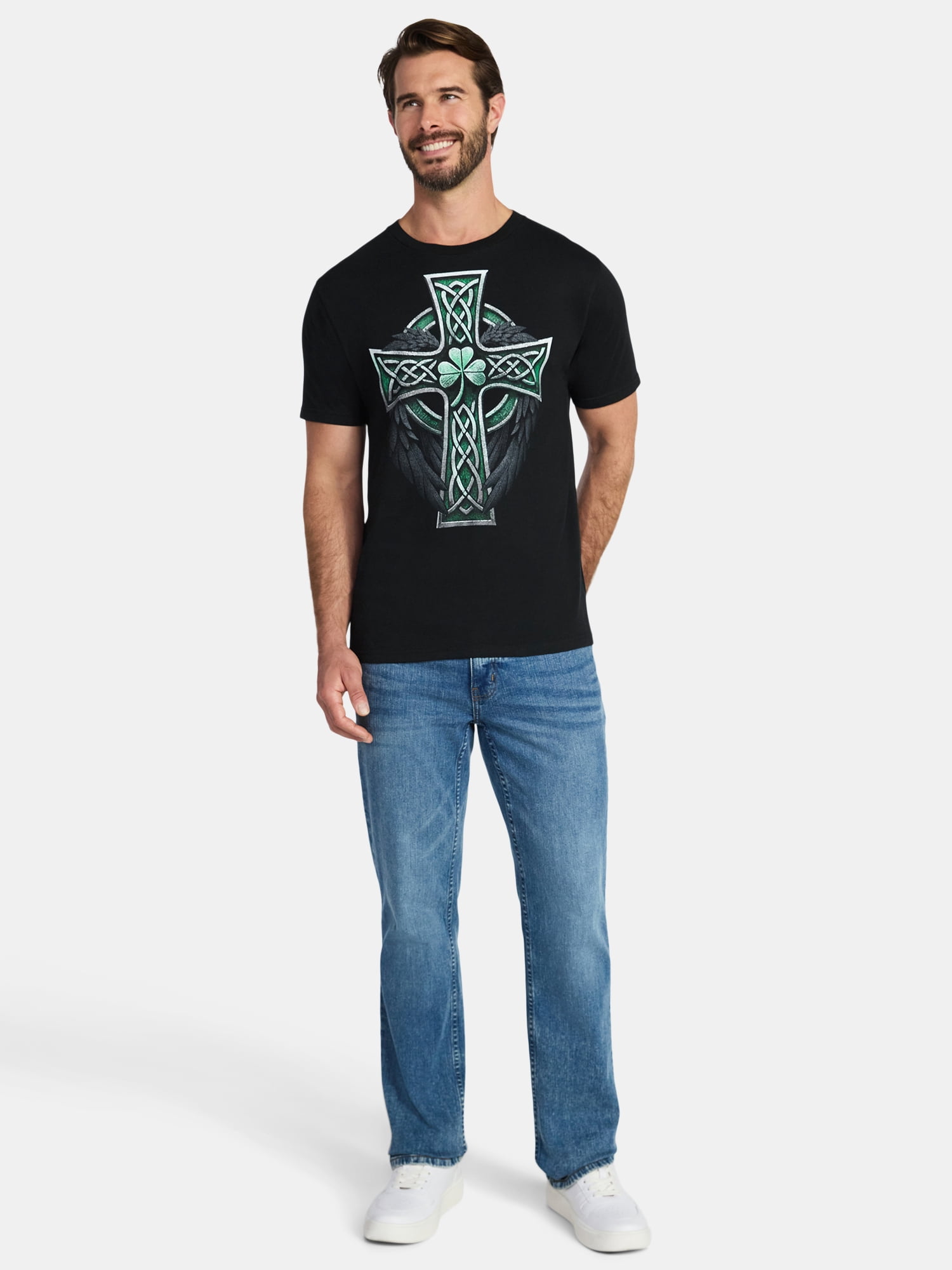 St. Patrick's Day Men's Graphic Tee Celtic Cross from Way to Celebrate, Sizes XS-5XL