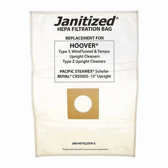 Janitized Vacuum Bag, 3 PK Hoover HEPA Y Vacuum bag