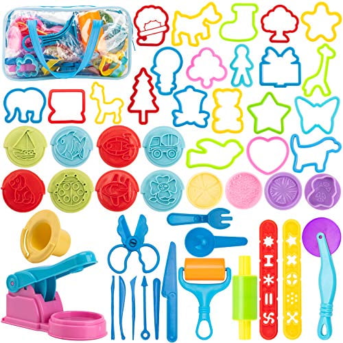 KIDDY DOUGH Air Dry Clay & Dough Tool Kit for Kids Party Pack w/Animal Shapes 