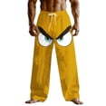 thumbnail image 3 of Yusimy Men's Unique Cartoon Face Pants Loose Fit Casual Pants Mid Rise Fun Outdoor Vacation Elastic Drawstring Waist Autumn Cotton Blend Pants with Pockets, 3 of 3