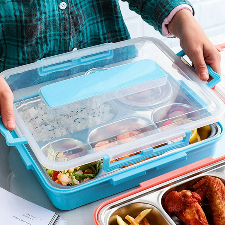 5 Compartments Lunch Box Stainless Steel Leak-Proof Large Bento Boxes Soup  Container School Dinnerware