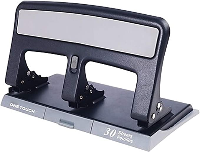 MyOfficeInnovations One-Touch 26614 Heavy-Duty 3-Hole Punch 30-Sheet Capacity Black 884279
