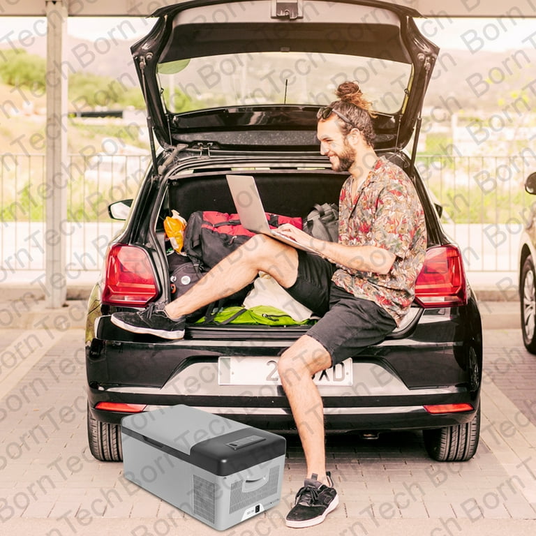 BornTech Portable Electric Cooler for Car Refrigerator Compact Fridge Freezer for Truck RV Boat 15 Liter