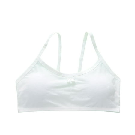 Little Girl Bras Training Bra Breathable Cotton Bra Summer Lightly Spaghetti Strap Wireless Comfortable Bralette  White  Free Size