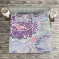 thumbnail image 3 of Ambesonne Floral Quilted Bedspread Set 3 Pcs, Dandelions Leaves Swirls, King Size, Multicolor, 3 of 3