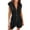 Black, variant on aidice Rompers for Women Summer V Neck Button Cap Sleeve Ruched Loose High Waisted Shorts Jumpsuits