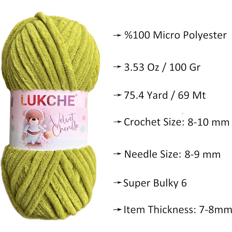 Lukche Soft Velvet Chenille Yarn - Super Bulky 100g Skeins (75.4 Yds) For Crochet & Knitting, Camel Color, 3 Pack
