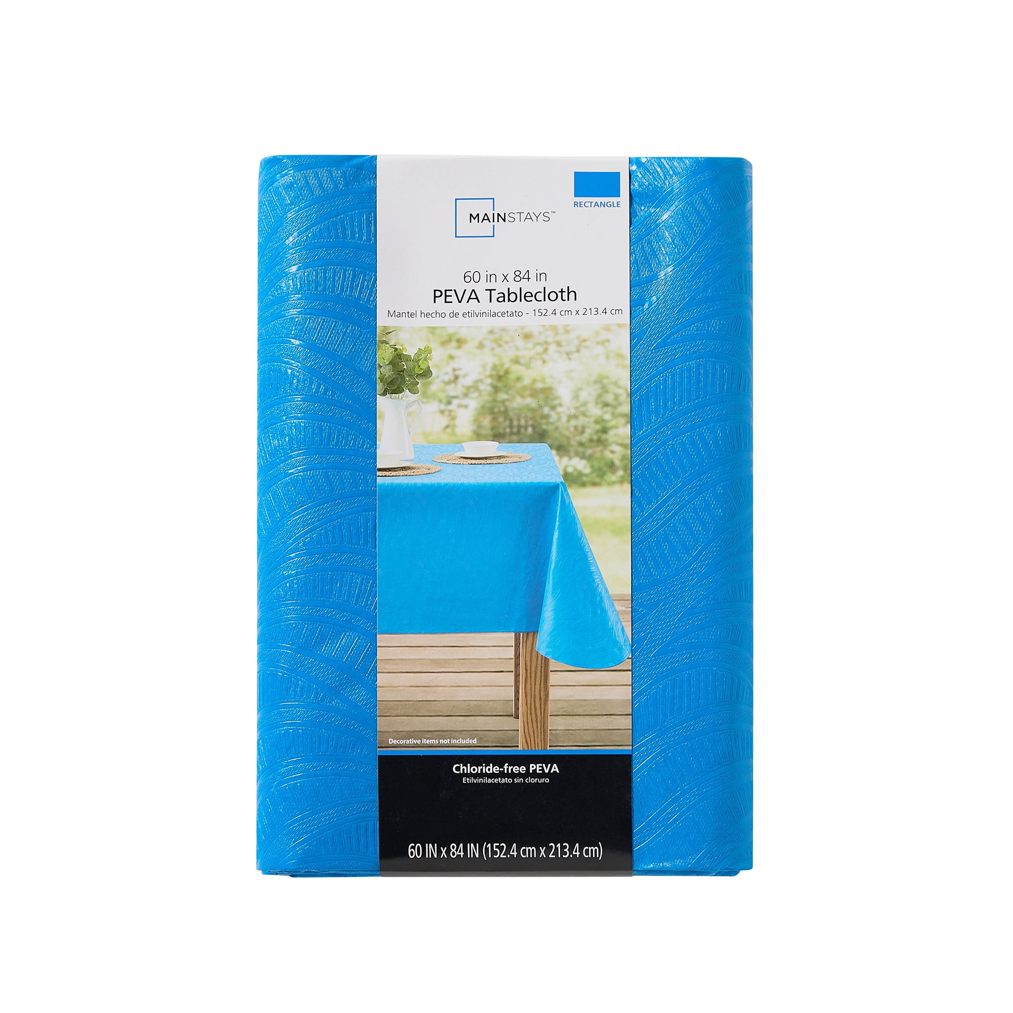 Mainstays Summer Fun Tablecloth, Indoor & Outdoor Table Decoration 60" x 84" - Leaf Embossed Blue
