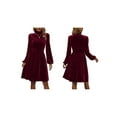 thumbnail image 3 of Female Floral Sleeve Wear to Work Church Wedding Guest Party Dresses Wine Red S, 3 of 7