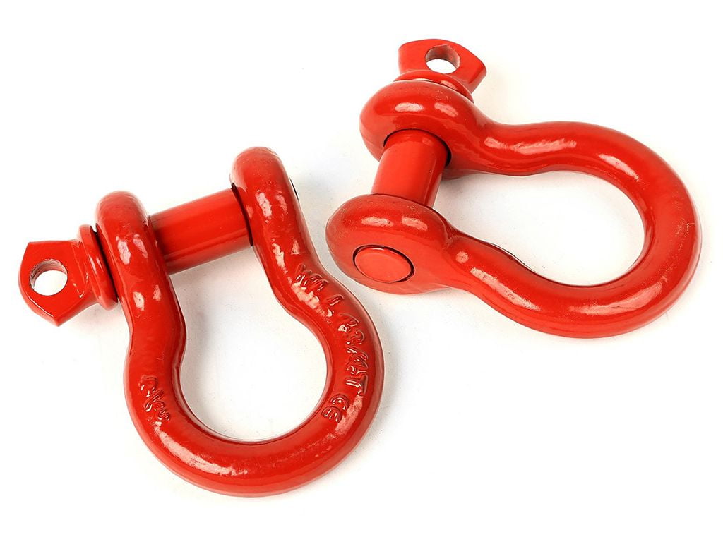 Rugged Ridge by RealTruck D-Ring Shackle Kit | 7/8", Red, Steel, Pair | 11235.13