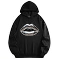 thumbnail image 4 of Men's Pocket Graphic Hooded Pullover, A Pair of Shiny, Metallic Silver Human Lips, Sizes S-2XL, 4 of 9