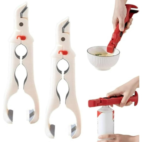 2Pcs Multi-Purpose Anti-Scald Bowl Holder Clip, 3 in 1 Hot Bowl Gripper Tong, Heat Resistant Non-Slip Grip, Thickened Hot Plate Gripper, Silicone Heat Insulation Anti-Scald Clip for Pan, Air Fryer