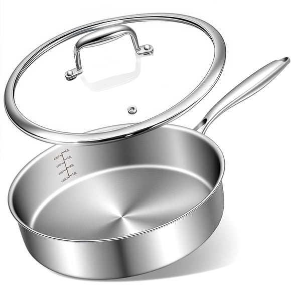Sartén EWFEN de tres capas de acero inoxidable de 30 cm con tapa de 5 litros