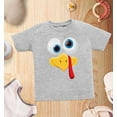 thumbnail image 4 of Shop4Ever Silly  Eye Turkey Face Thanksgiving Toddler's Cotton T-Shirt 3T Heather Grey, 4 of 6