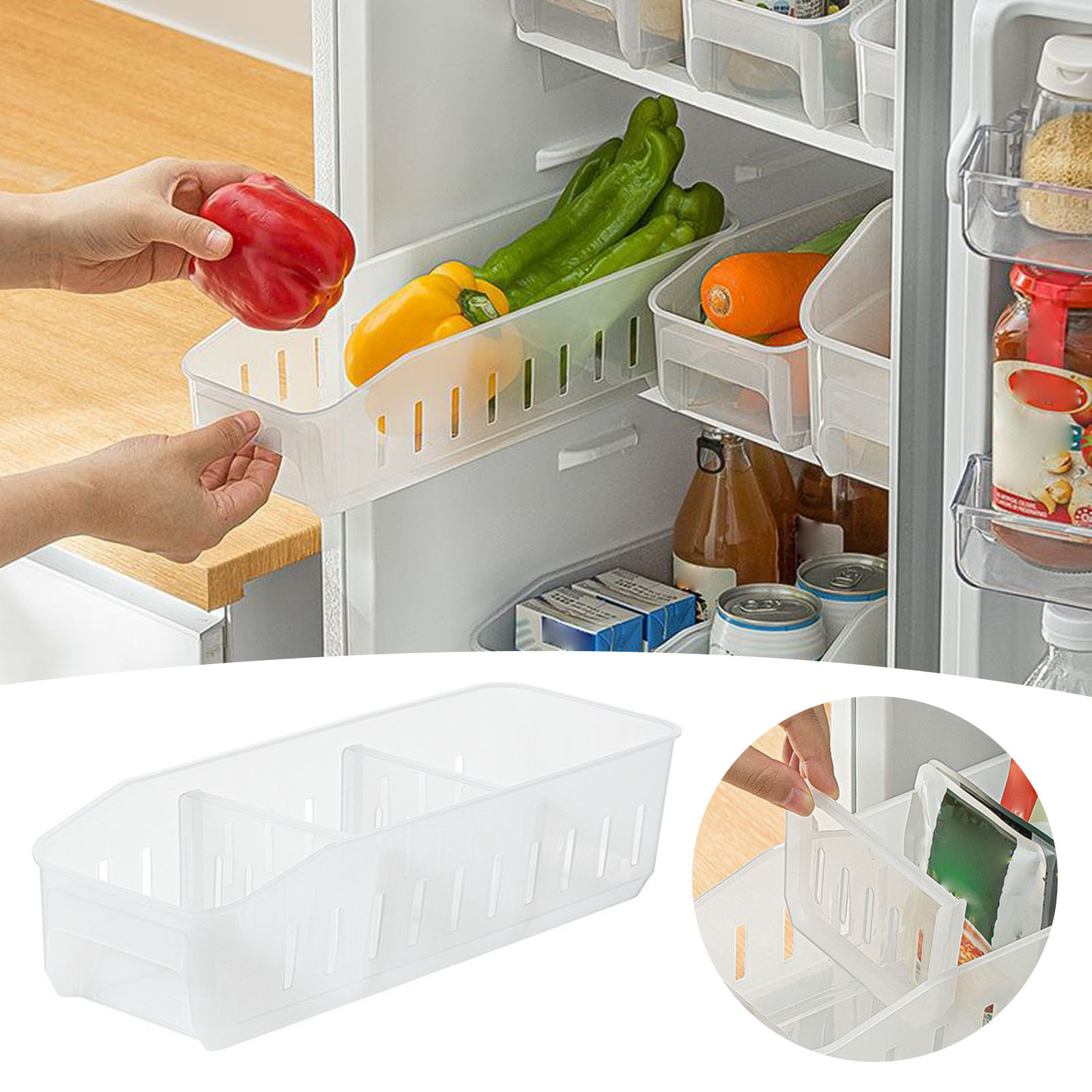 PhoneSoap Refrigerator Storage Box Fruit And Vegetable Three Partition