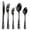 Black, variant on Cibeat Black Silverware Set, 20-Piece Stainless Steel Flatware, Flower Pattern Forks and Spoons Set with Knives, Mirror Finish & Dishwasher Safe