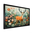 thumbnail image 2 of Designart "Green Flower Deer in Meadows I" Animals Framed Wall Art Decor - Modern Farmhouse Green Deer Bedroom Framed Canvas Wall Art, 2 of 6
