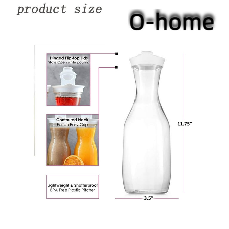 Clear Acrylic Juice Drink Pitcher Carafe Jug Water Carafes For Cold Juices,  Plastic Juice Container Pitcher Clear Narrow Neck Drink Carafes Mimosa Bar  Beverage Pitcher For Outdoors Picnic Parties Tea, Beach Vacation