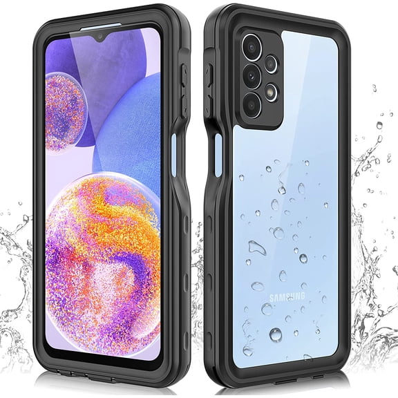 for Samsung Galaxy A23 5G Case, IP68 Waterproof Full Body Protection with Built-in Screen Protector, Rugged Shockproof Dustproof Cover & Lanyard, Black