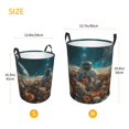 Laundry Basket Astronaut Flower Field Round Laundry Hamper with Handle