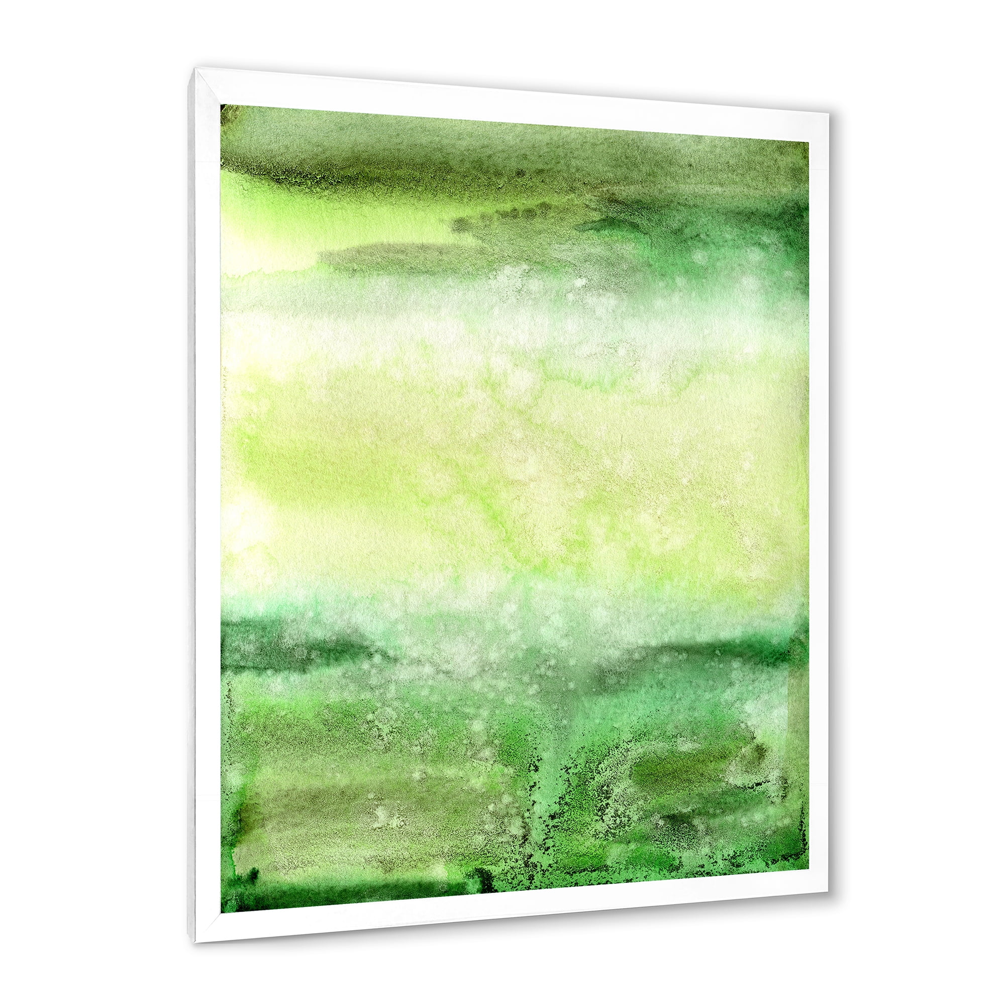 Designart 'Pastel Abstract With Beige and Dark Green & Spots' Modern Framed Art Print