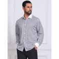 thumbnail image 4 of INSPIRE CHIC Men's Striped Button Down Long Sleeve Stretch Business Shirts M Black, 4 of 4