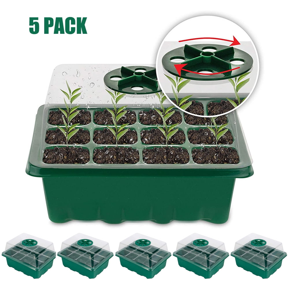 12X 144 Holes Seed Starting Trays Seed Trays Seedling Greenhouse Grow Trays Box 
