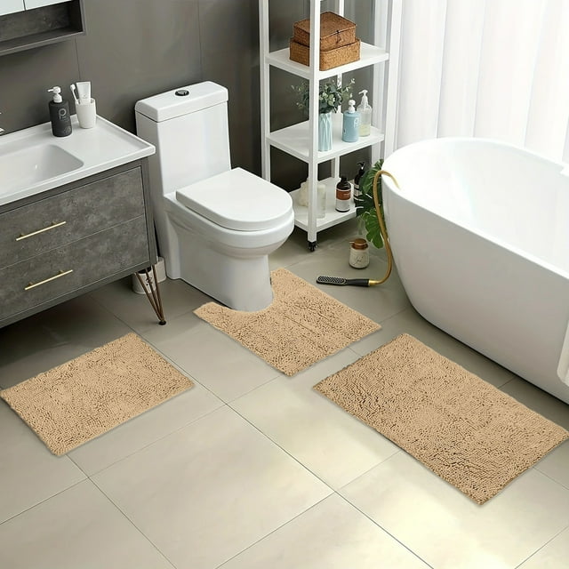 TIMIFIS Bathroom Rugs Floor Mat Bathroom Non-Slip Mat Three Sets of Water-Absorbent-Dry Doorway Foot Mat Set Bath Mat