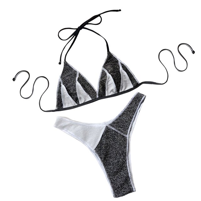 Gibobby Traje de Baño Sexy Bikini Traje de baño de dos piezas para mujer Bikini con panel sexy(Negro,G)