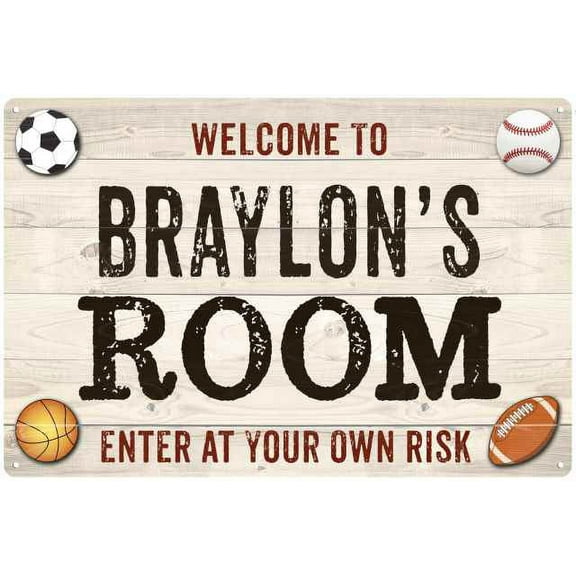BRAYLON'S Room Kids Bedroom Sign Boy's Gift 8x12 Metal 108120090364