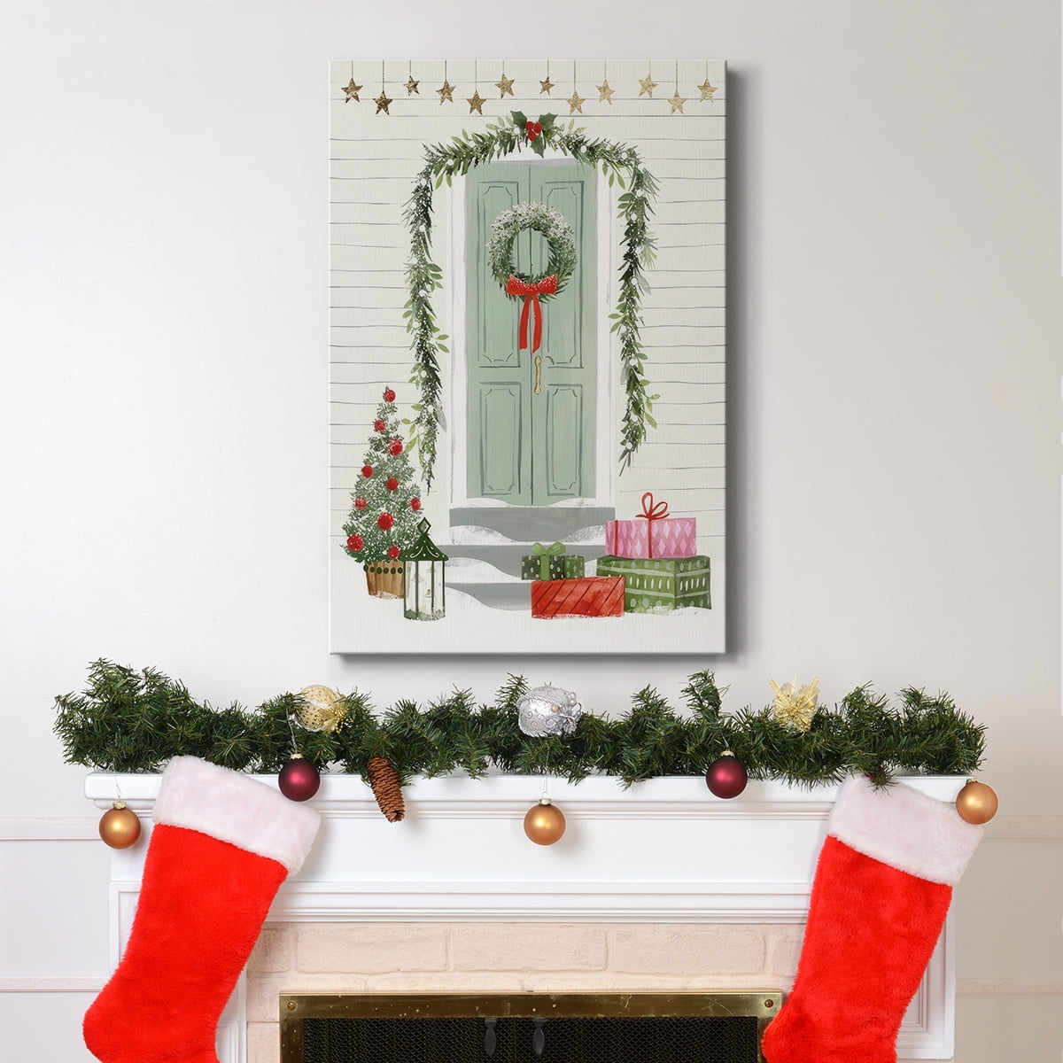 Festive Front Door I- Gallery Wrapped Canvas