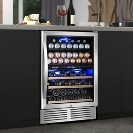 Dual Zone Wine Fridge,15”Freestanding and Built-in Stainless Steel