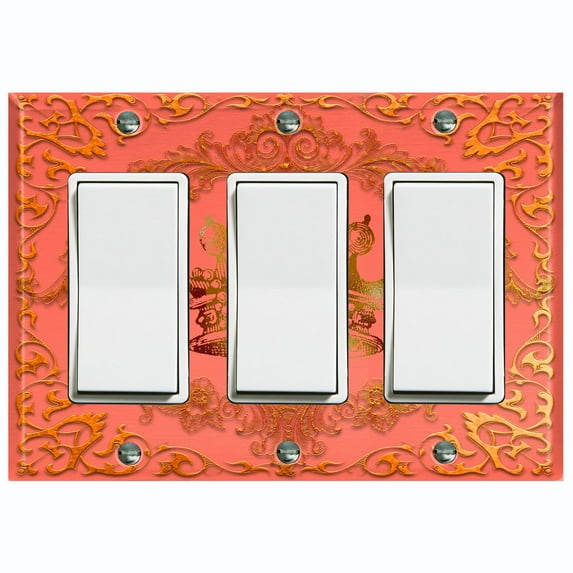 Metal Light Switch Plate Cover Elegant Red Crown Frame FRA017